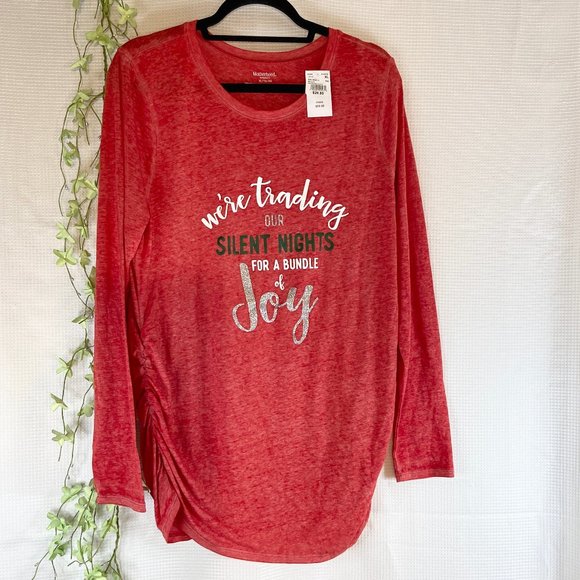 Motherhood Maternity Holiday Long Sleeve T-Shirt Red Extra Large - Picture 3 of 8